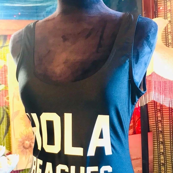 Old Stock No Tag Private Party Hola Beaches One Piece Slim Black Swim Suit ML - Picture 12 of 16